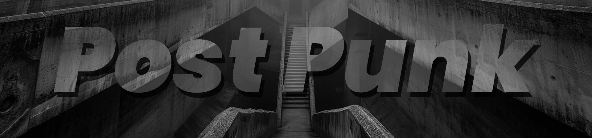 A brutalist inspired Post Punk category banner
